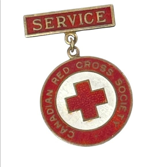 Vintage 1949 Red Cross Nurses service brooch STERLING silver Red white enamel - Picture 3 of 6